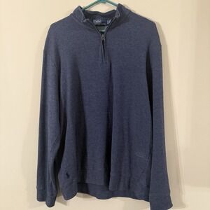 Polo Ralph Lauren Double-Knit Jacquard 1/4 Zip Sweater Mens XL Tag Authenticator